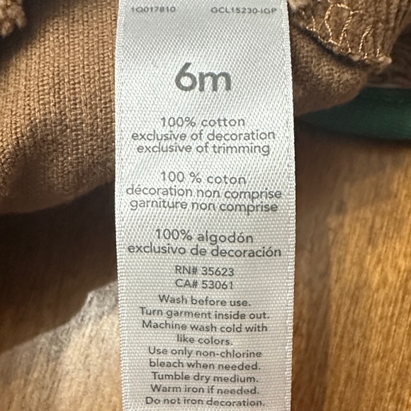 Carter's Overalls Corderoy Brown Embroidered Moose Baby 6 M - Picture 6 of 12